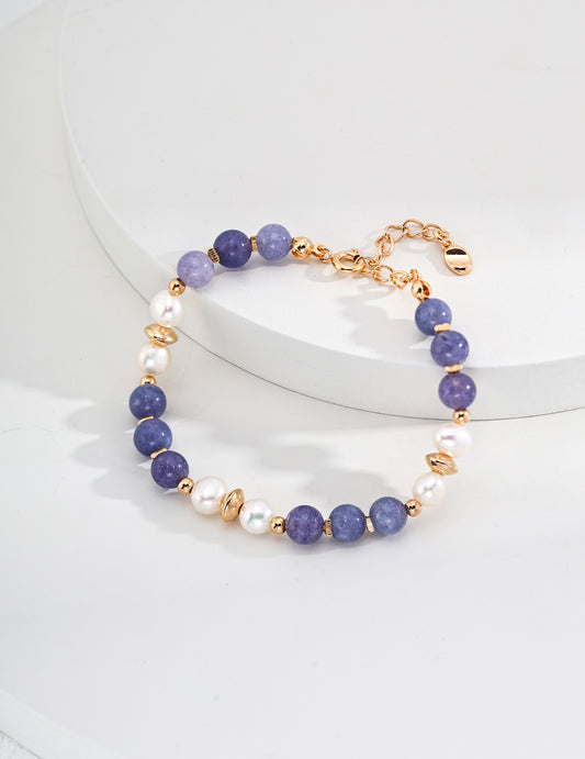 Purple Gemstone & Freshwater Pearl Bracelet