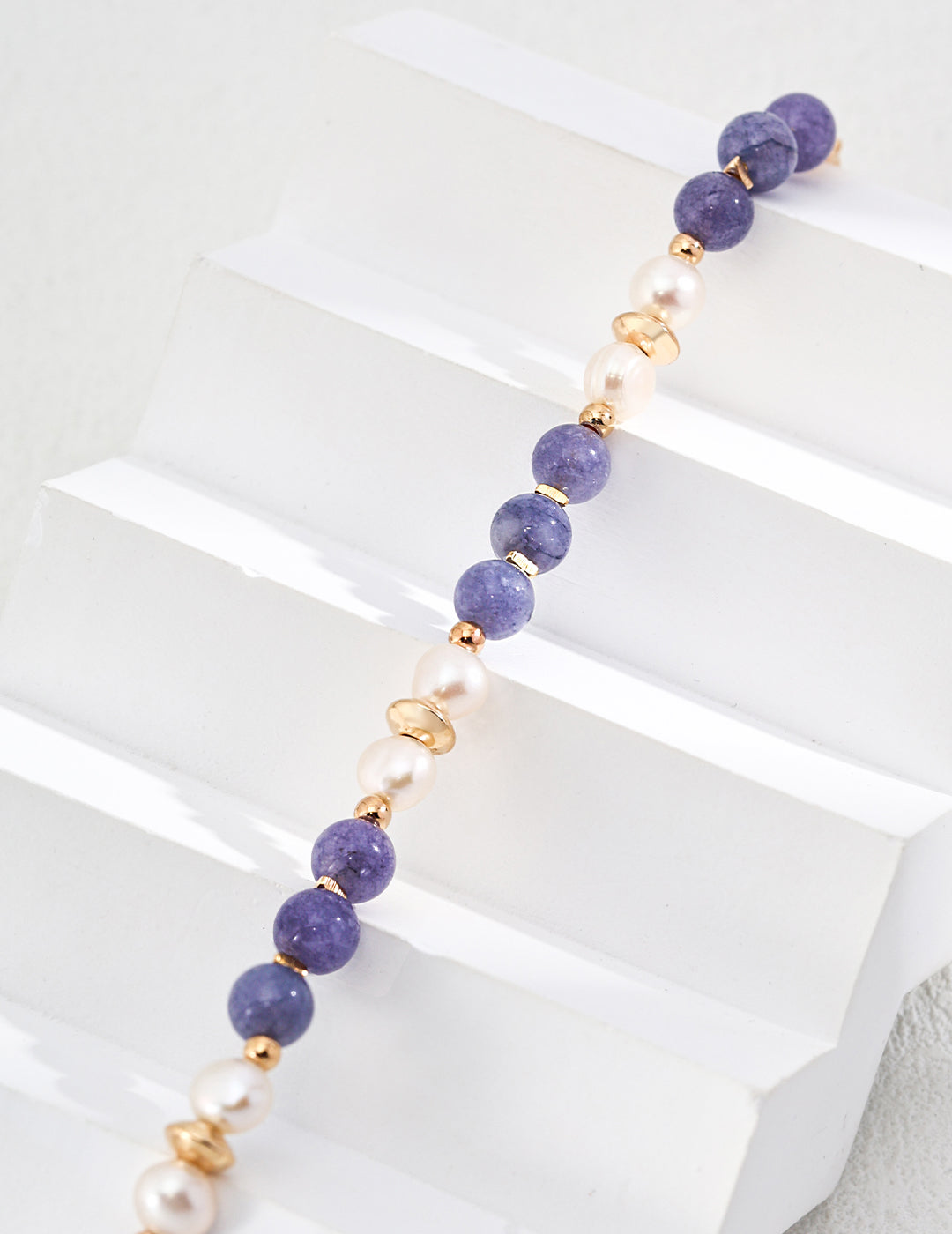 Purple Gemstone & Freshwater Pearl Bracelet