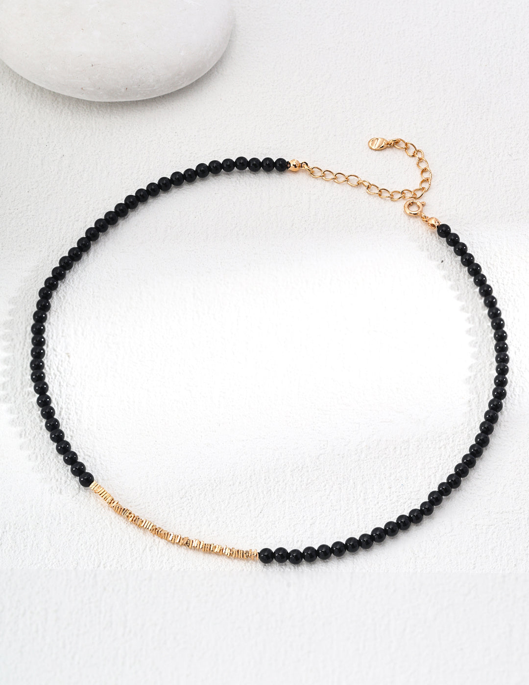 Sterling Silver Simple Black Agate Necklace