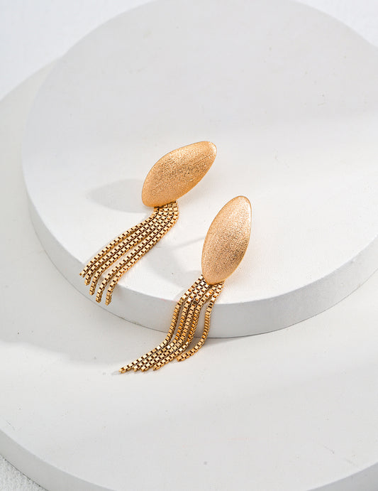 Vintage Gold Tassel Drop Earrings